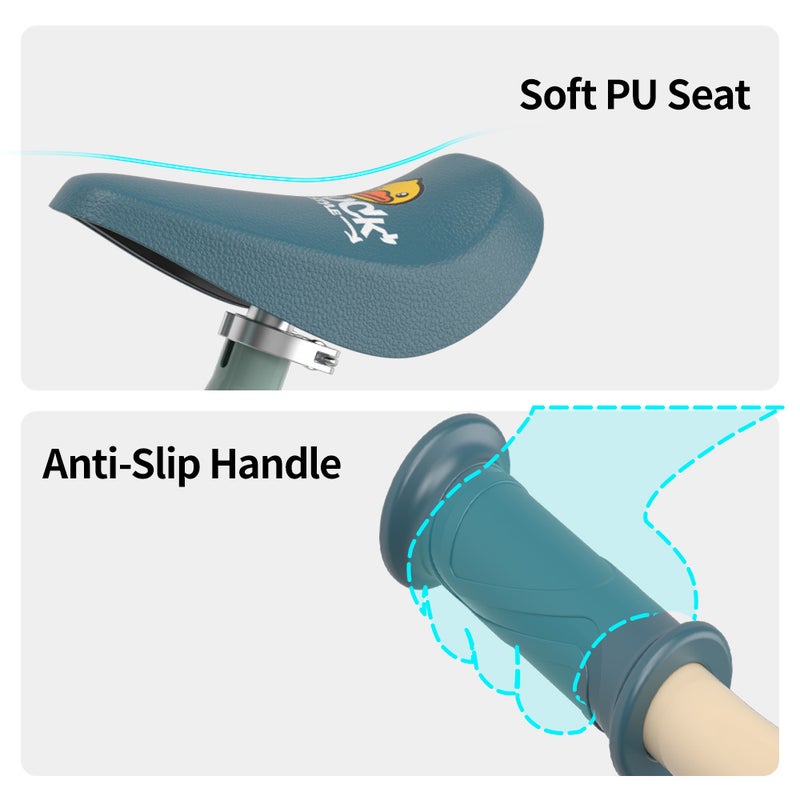 B.Duck - Kids Balance Bike, height-adjustable saddle, Anti-slip Handle & Wheels, Indoor/Outdoor Ride, Green, 3-5 Y - Image 4